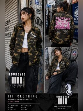 Foureyes IIII Clothing Unisex Anime Camo Coach Snap Jacket S harajuku hypebeast